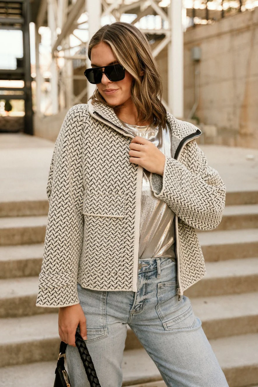 Parker Cream & Black Zip-Front Jacket