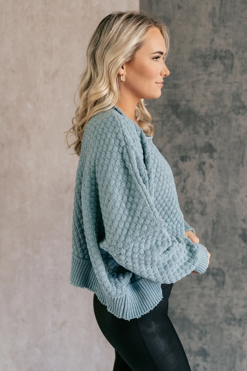 Parker Sea Foam Textured Knit Long Sleeve Sweater - Image 6