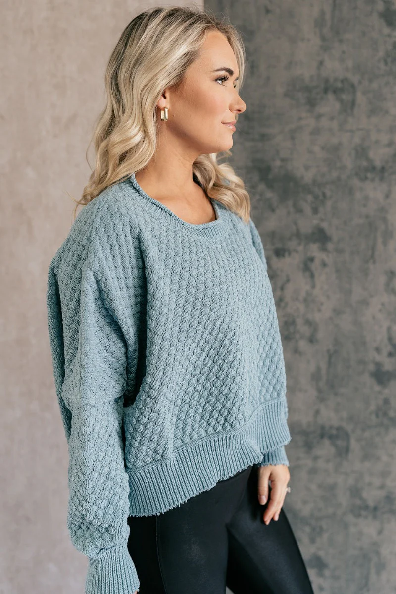 Parker Sea Foam Textured Knit Long Sleeve Sweater - Image 7