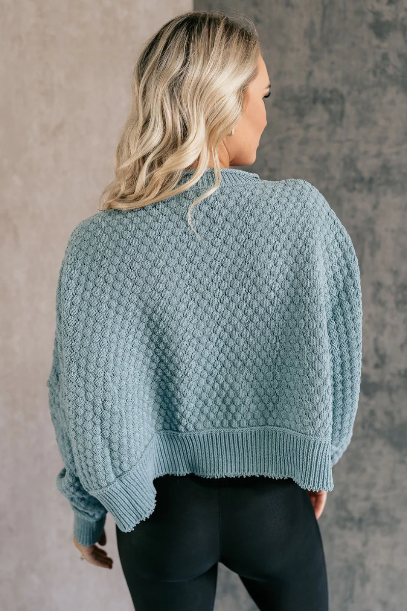 Parker Sea Foam Textured Knit Long Sleeve Sweater - Image 8