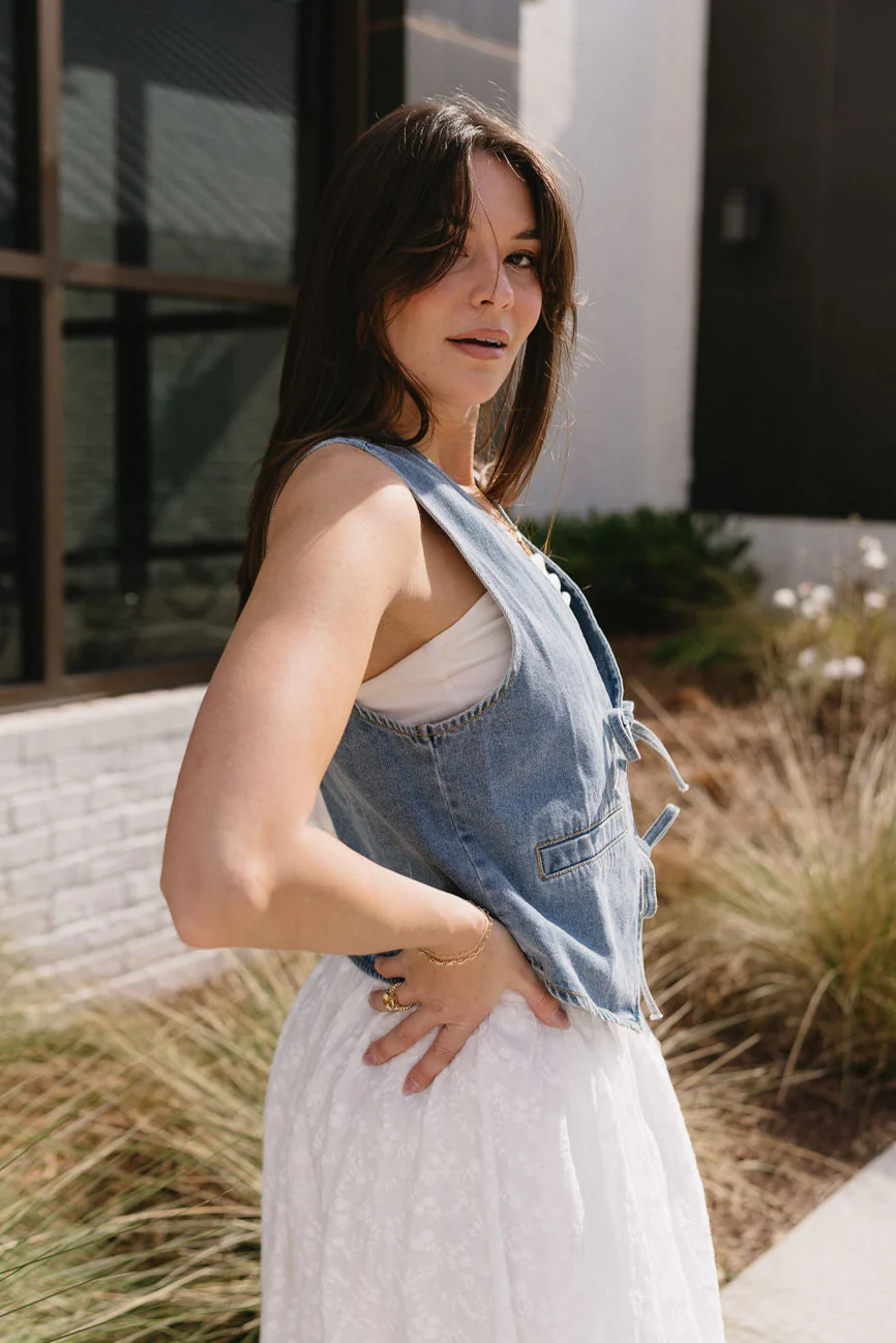 Paula Denim Tie-Front Vest - Image 7