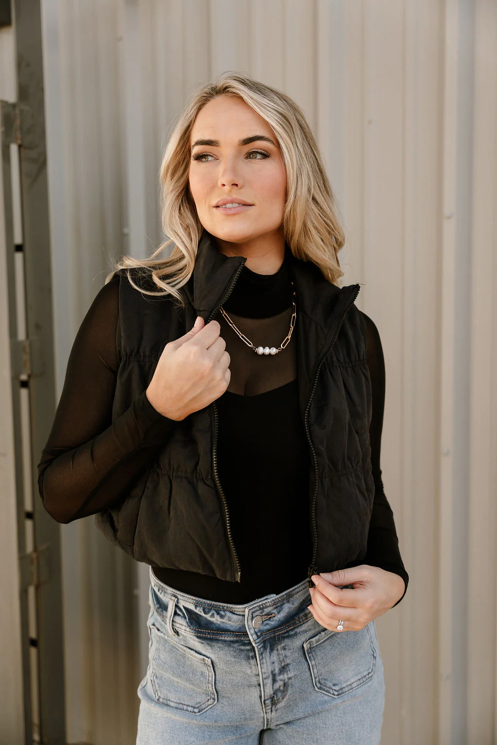 Payton Black Puffer Vest