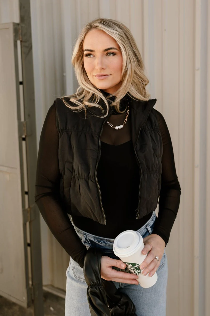 Payton Black Puffer Vest - Image 3