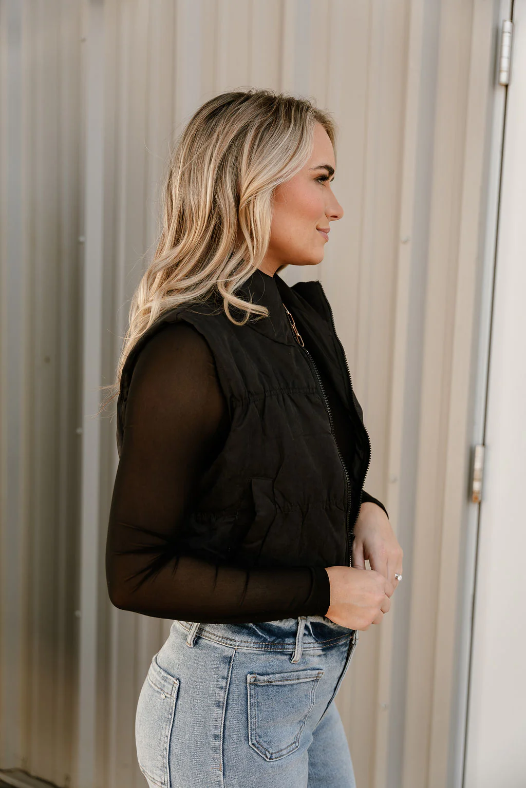 Payton Black Puffer Vest - Image 6