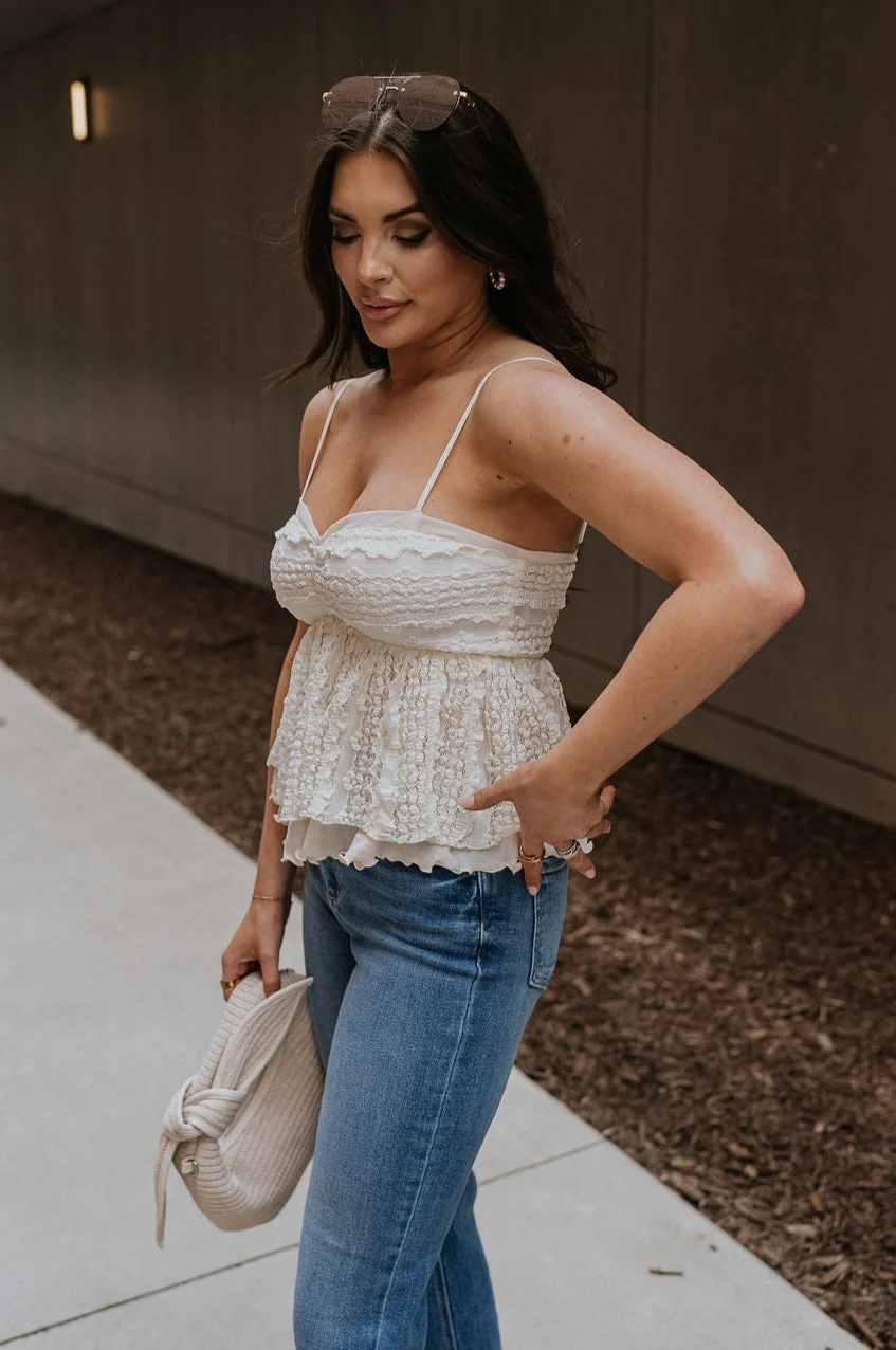 Payton Cream Sheer & Lace Tank - Image 3