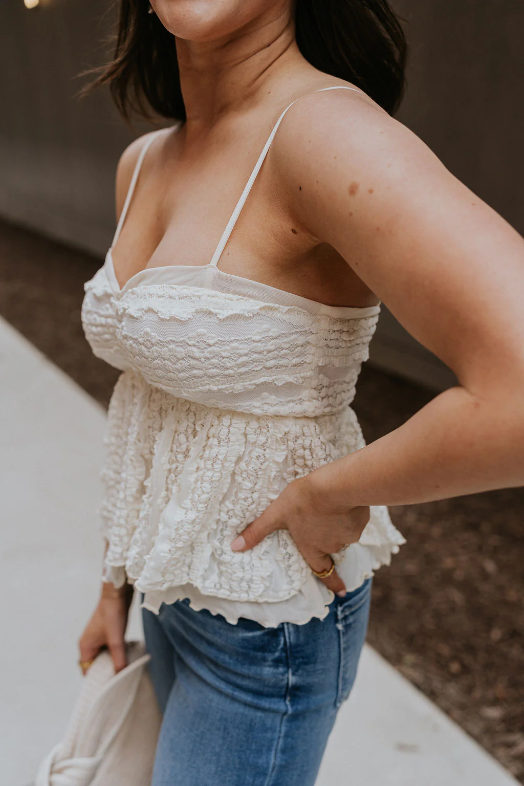 Payton Cream Sheer & Lace Tank - Image 7
