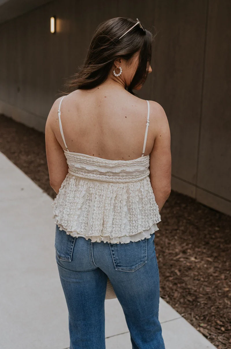 Payton Cream Sheer & Lace Tank - Image 9
