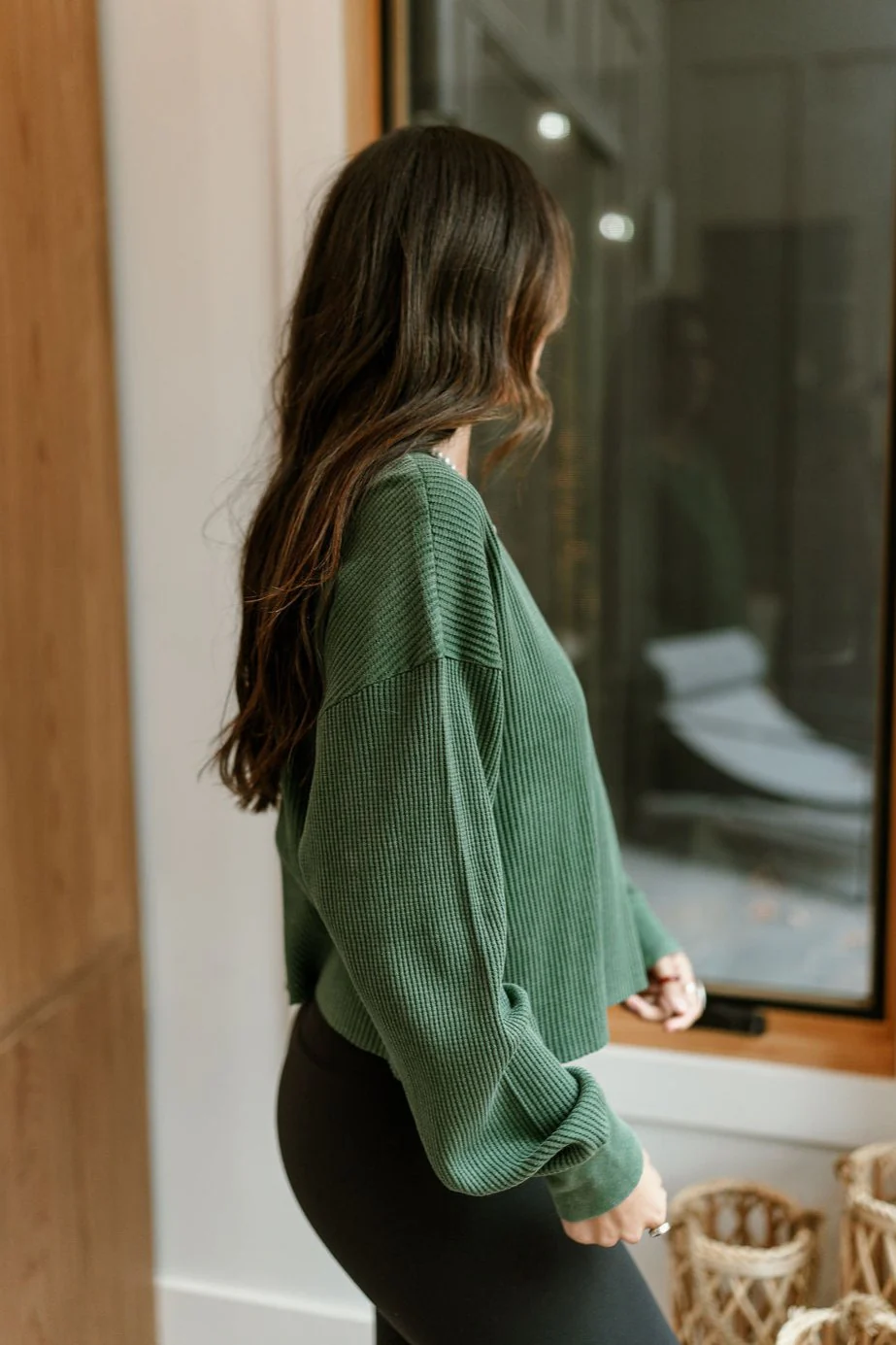 Payton Green Cropped Thermal Top - Image 6