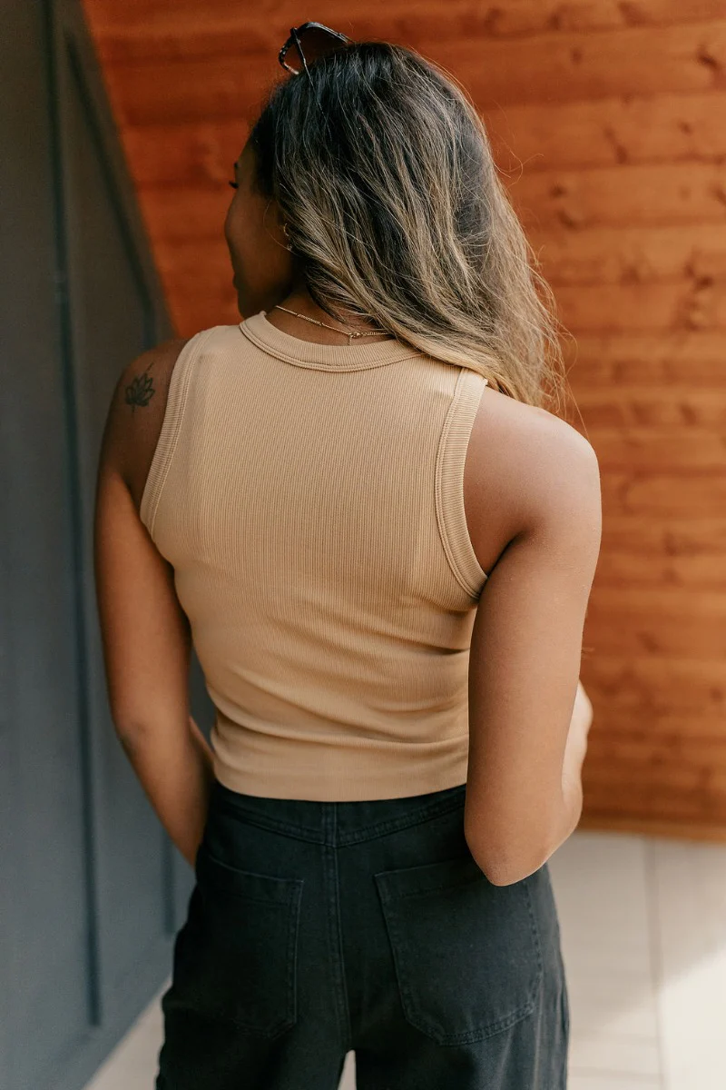 Payton Tan Ribbed Sleeveless Tank - Image 10