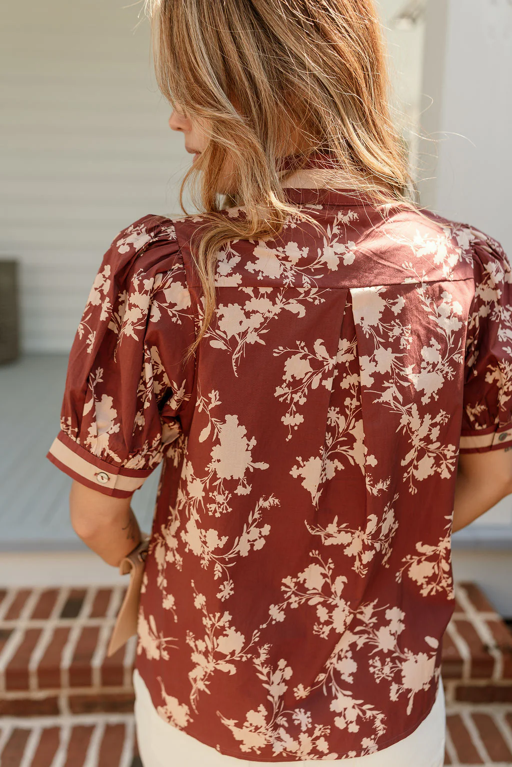 Penelope Brick & Beige Floral Top - Image 7