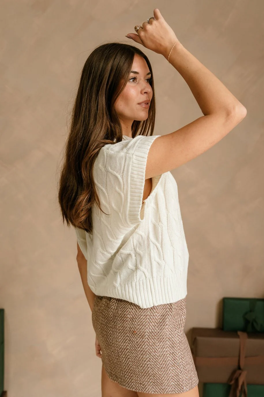 Penelope Cream Cable Knit Sweater Vest - Image 8