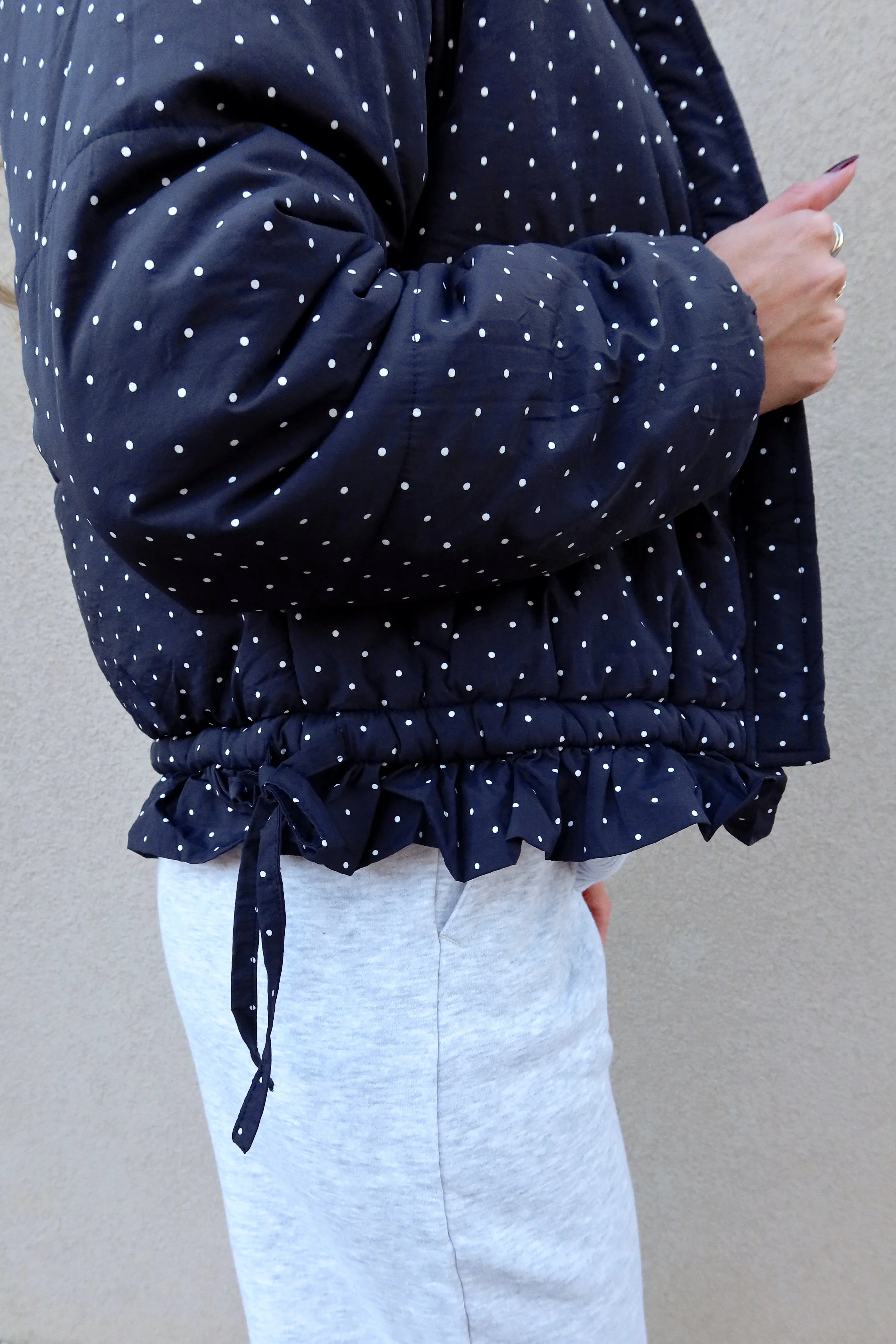 Pennie Navy Polka Dot Puffer Jacket - Image 6