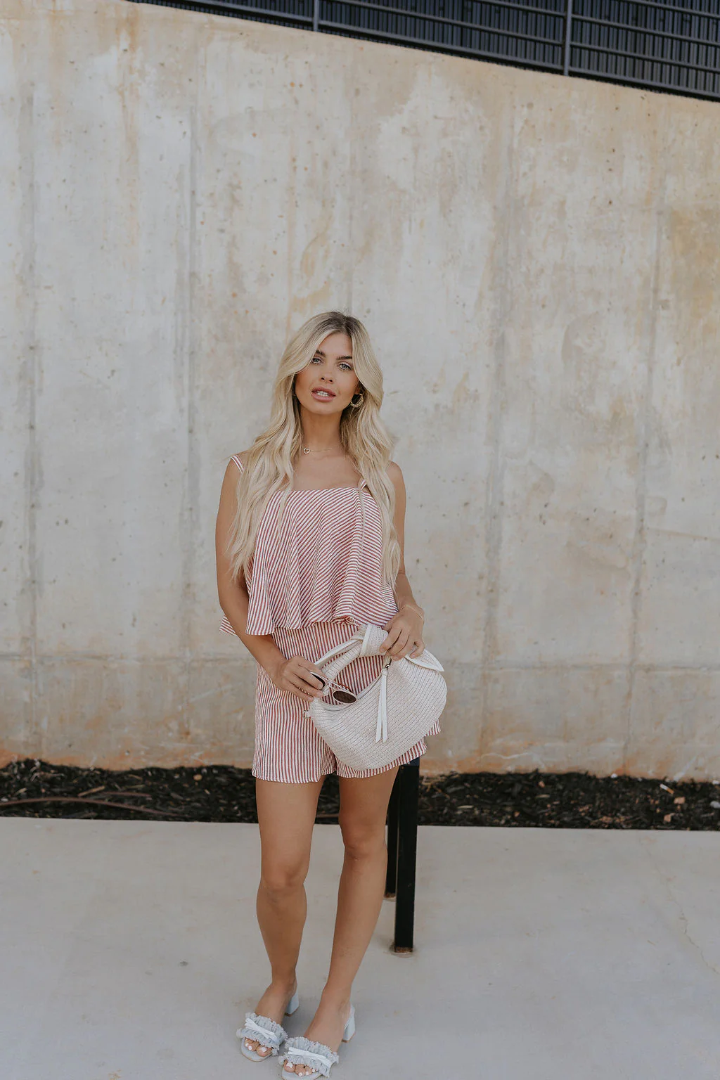 Piper Cream & Red Striped Romper - Image 2