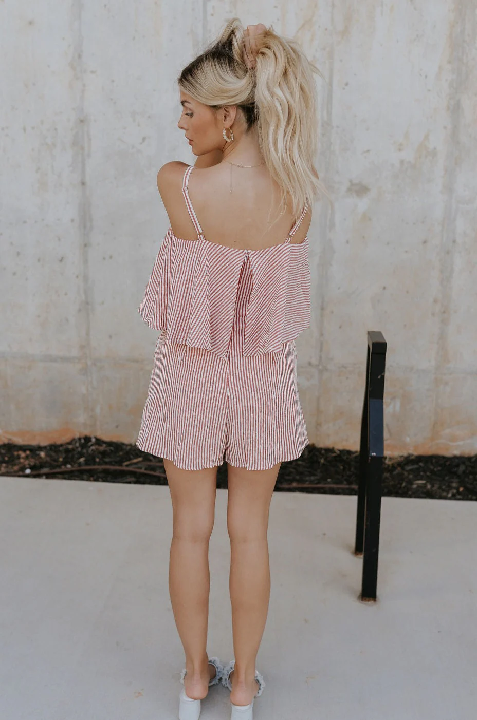 Piper Cream & Red Striped Romper - Image 4