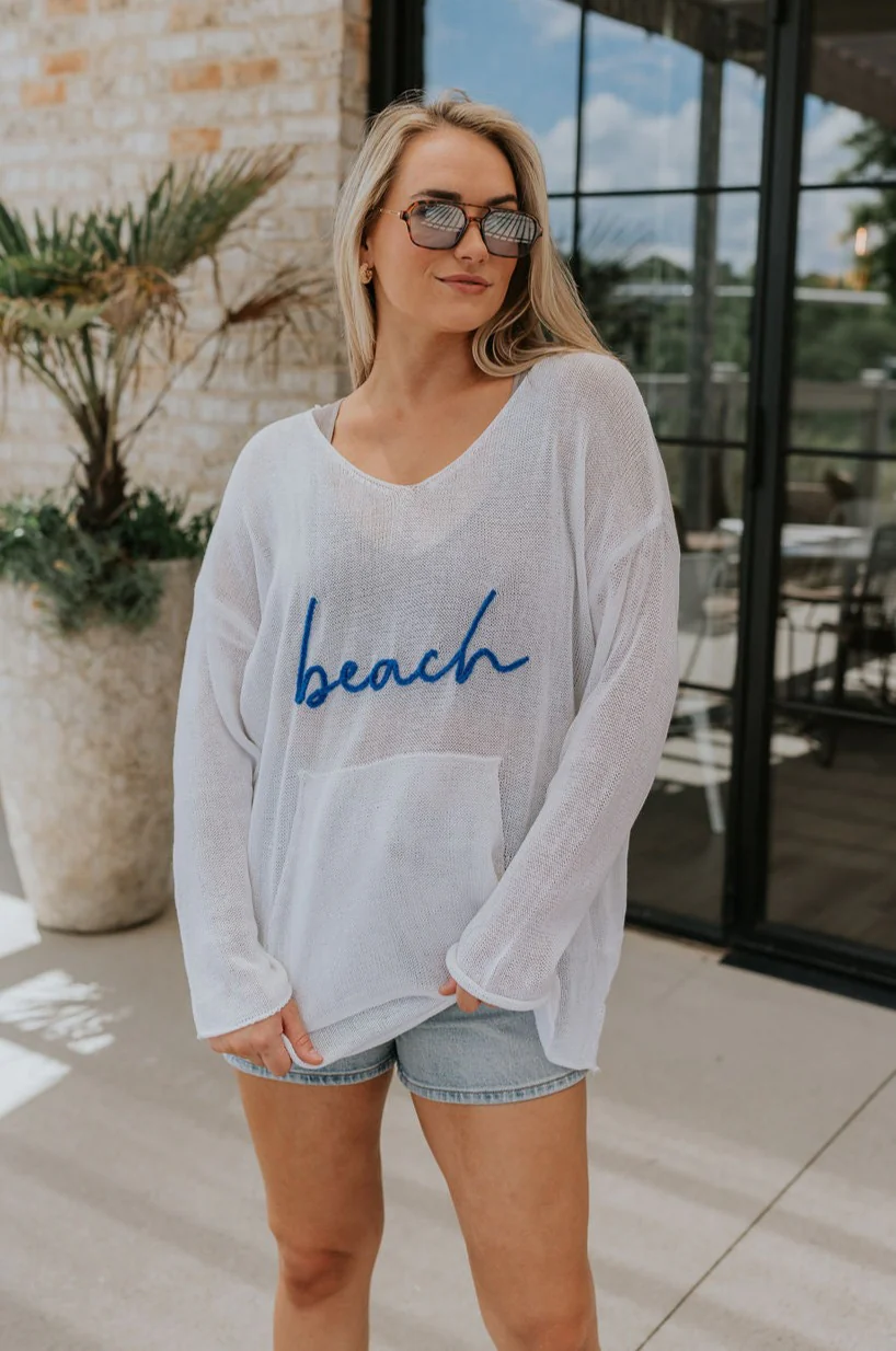 Piper White Beach Long Sleeve Sweater - Image 5