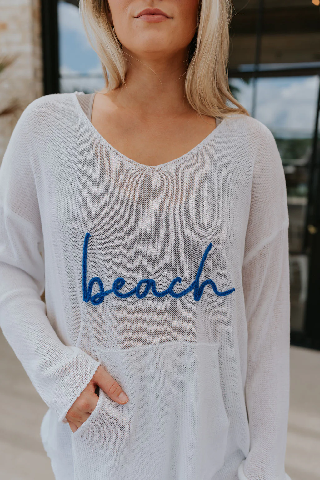 Piper White Beach Long Sleeve Sweater - Image 6