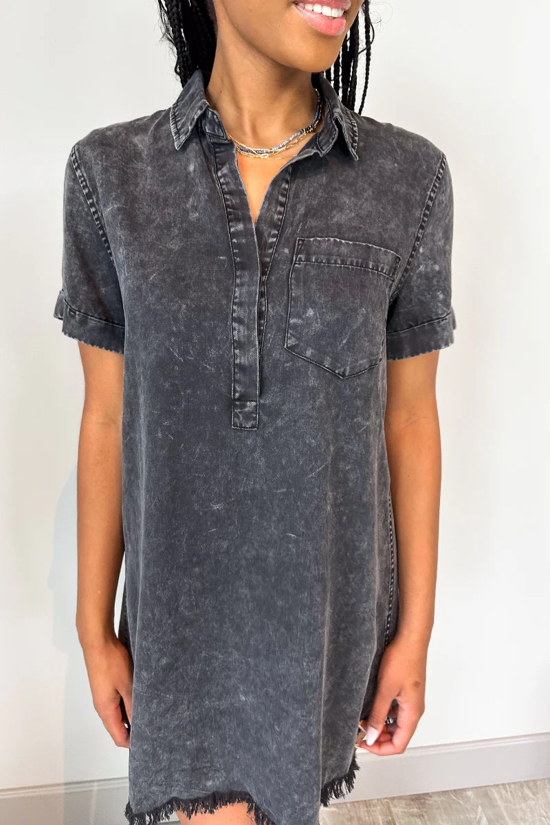 Play It Cool Dress in Washed Black - Image 3