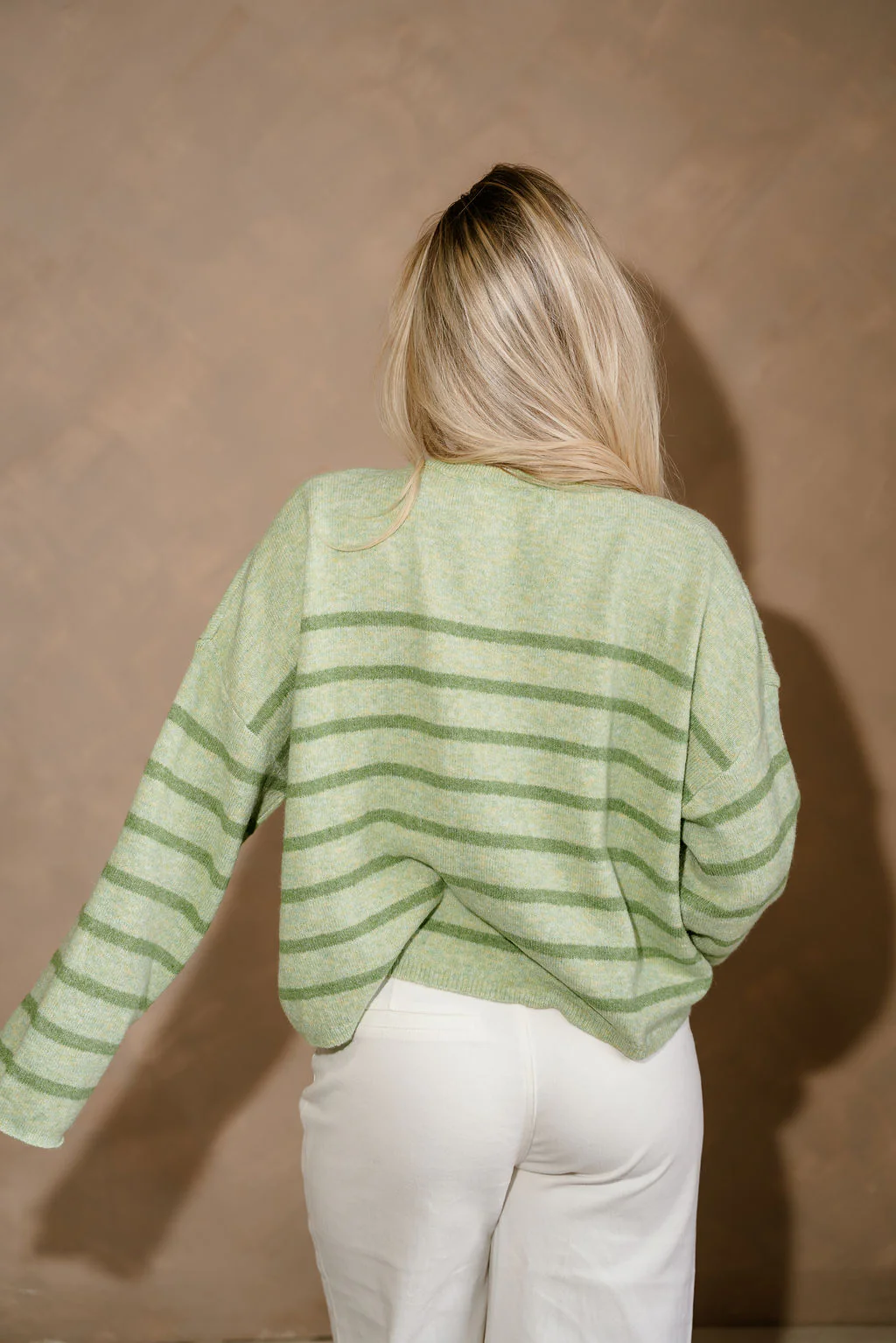 Polly Green Striped Button Up Cardigan - Image 6