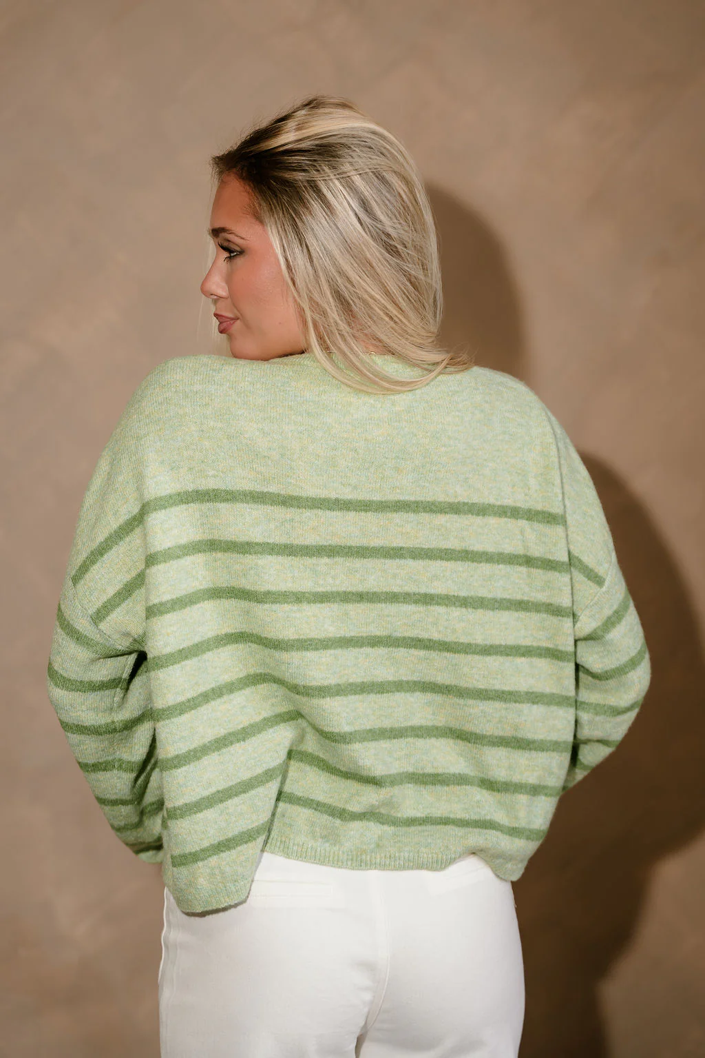 Polly Green Striped Button Up Cardigan - Image 8