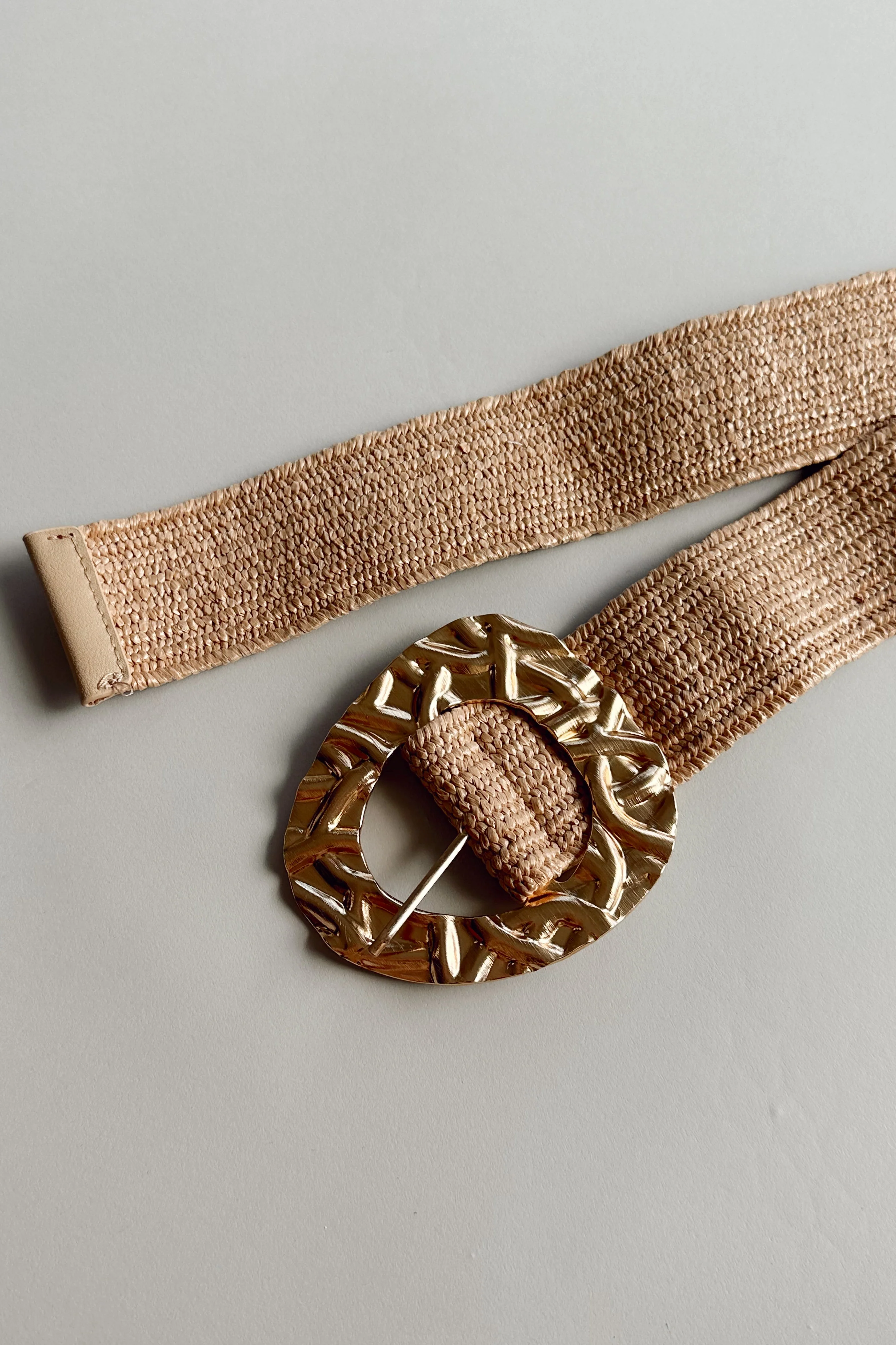 Polly Raffia & Gold Hammered Belt - Image 2