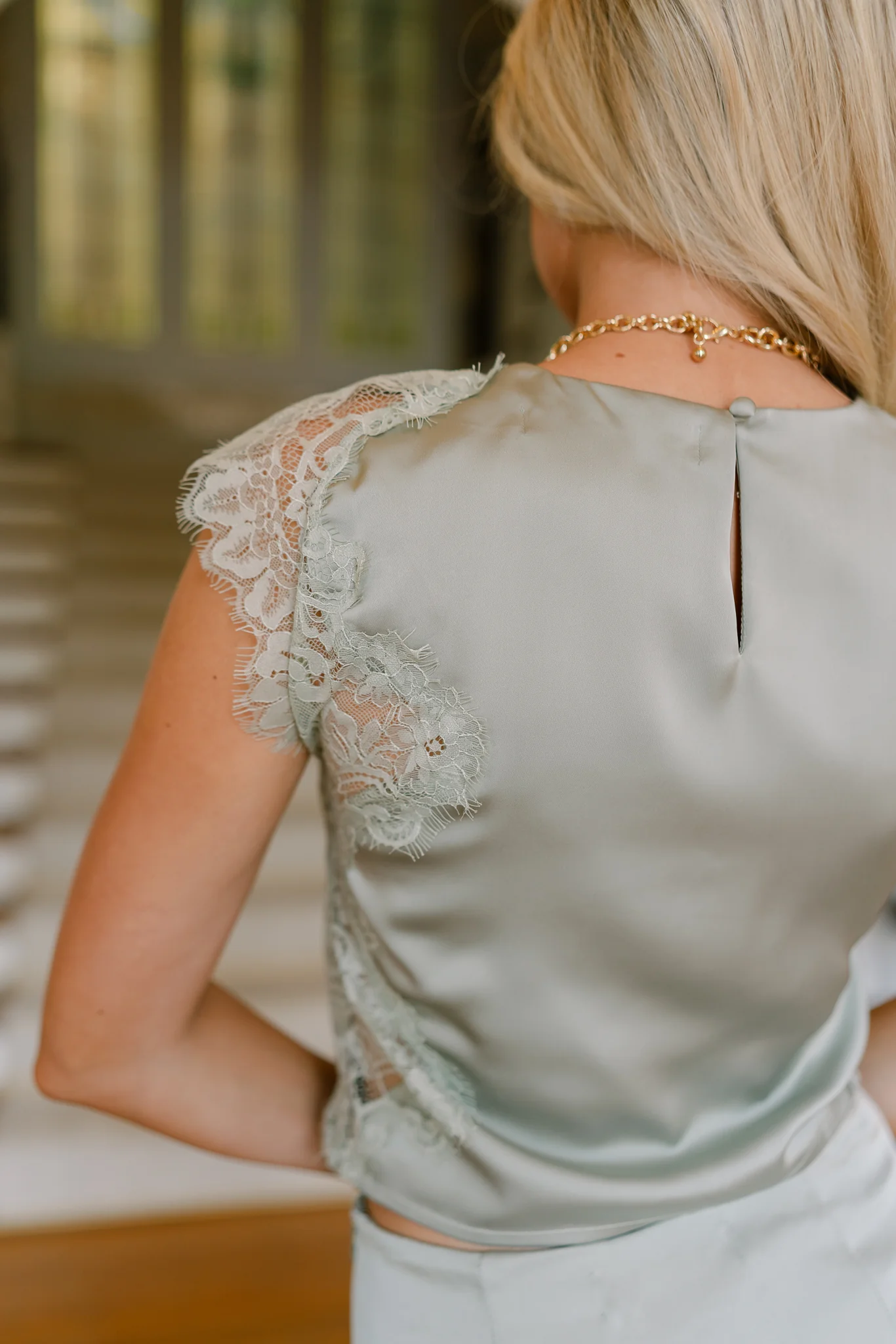 Poppy Satin Lace High Neck Tank - Image 7