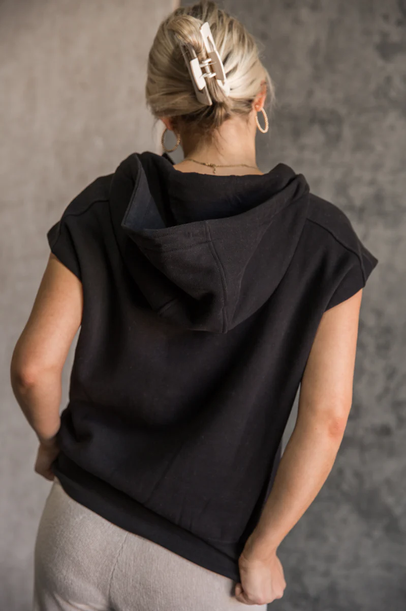 Presley Black Sleeveless Hoodie Sweatshirt - Image 10