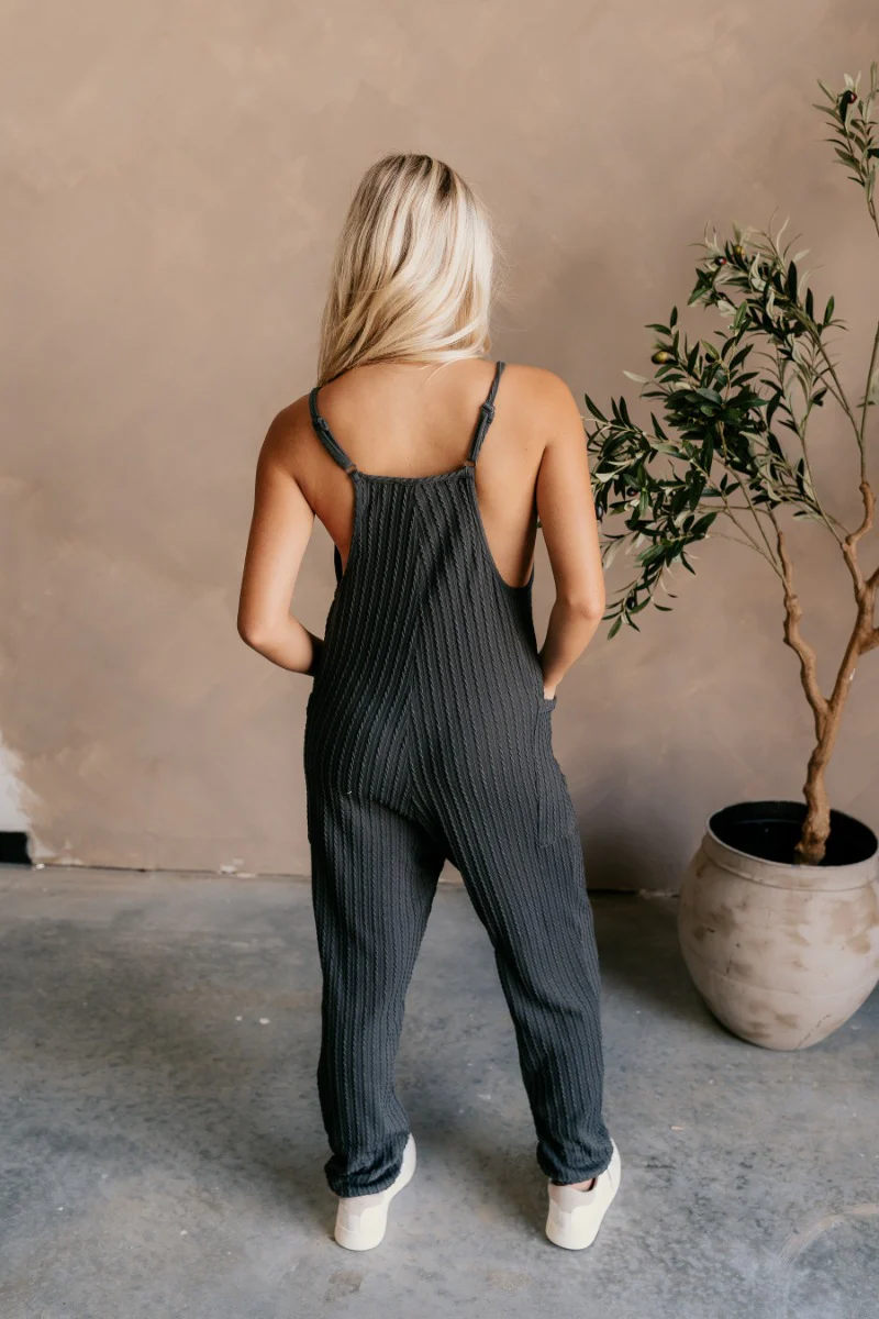 Presley Charcoal Knit Sleeveless Jumpsuit - Image 5
