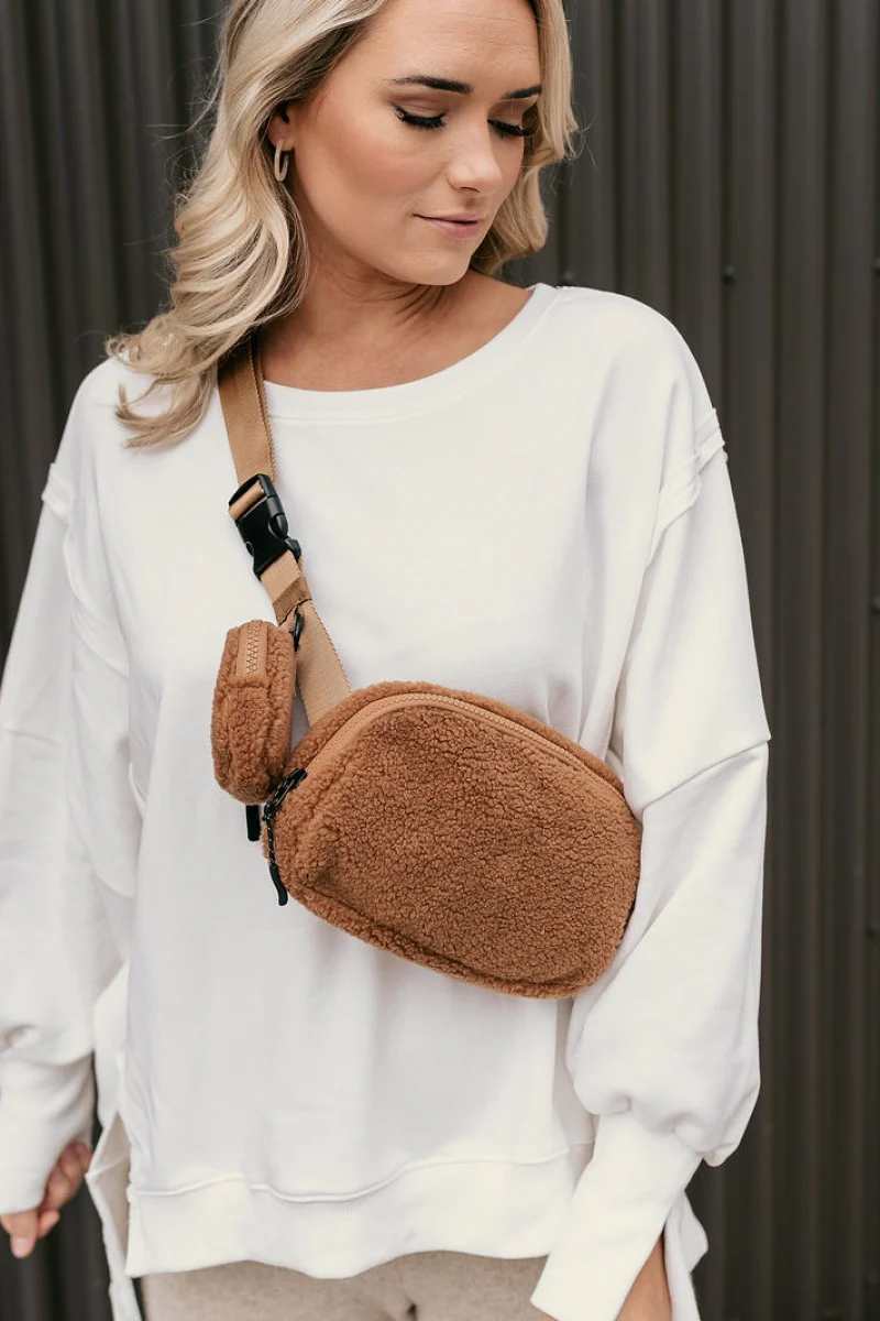 Quinn Brown Sherpa Sling Bag - Image 2