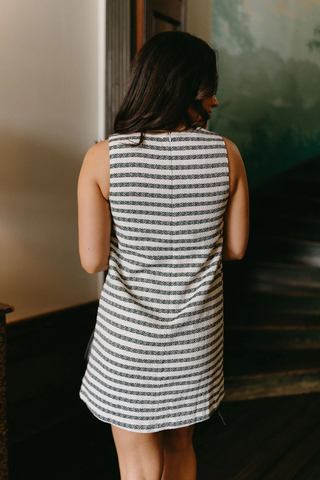Quinn Cream & Black Striped Mini Dress - Image 4