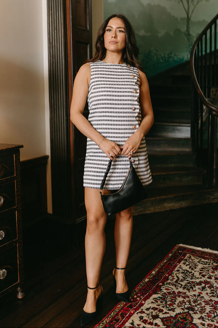 Quinn Cream & Black Striped Mini Dress - Image 7