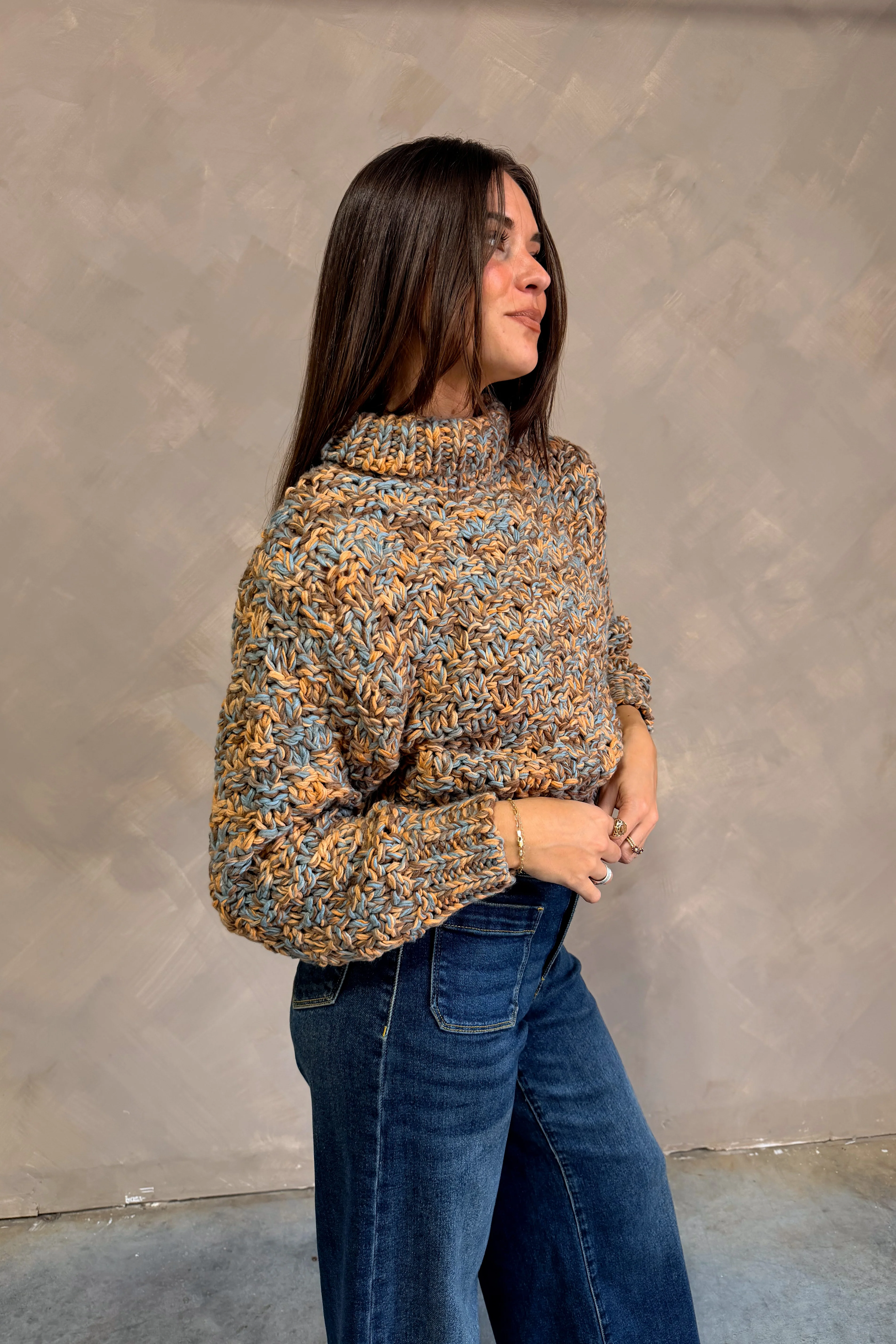 Rachele Multi Color Mock Neck Sweater - Image 3