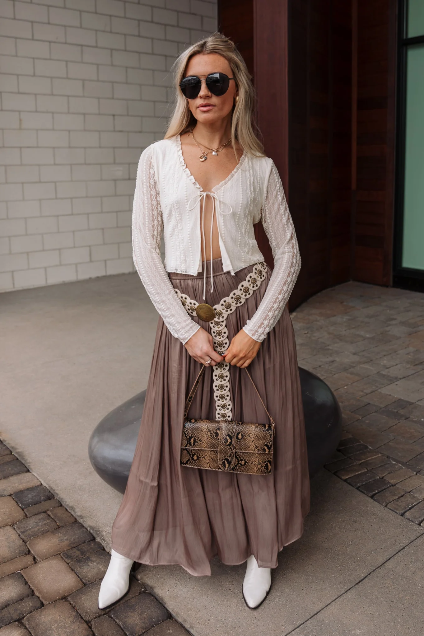 Raegan Cream Lace Sheer Front Tie Top - Image 2