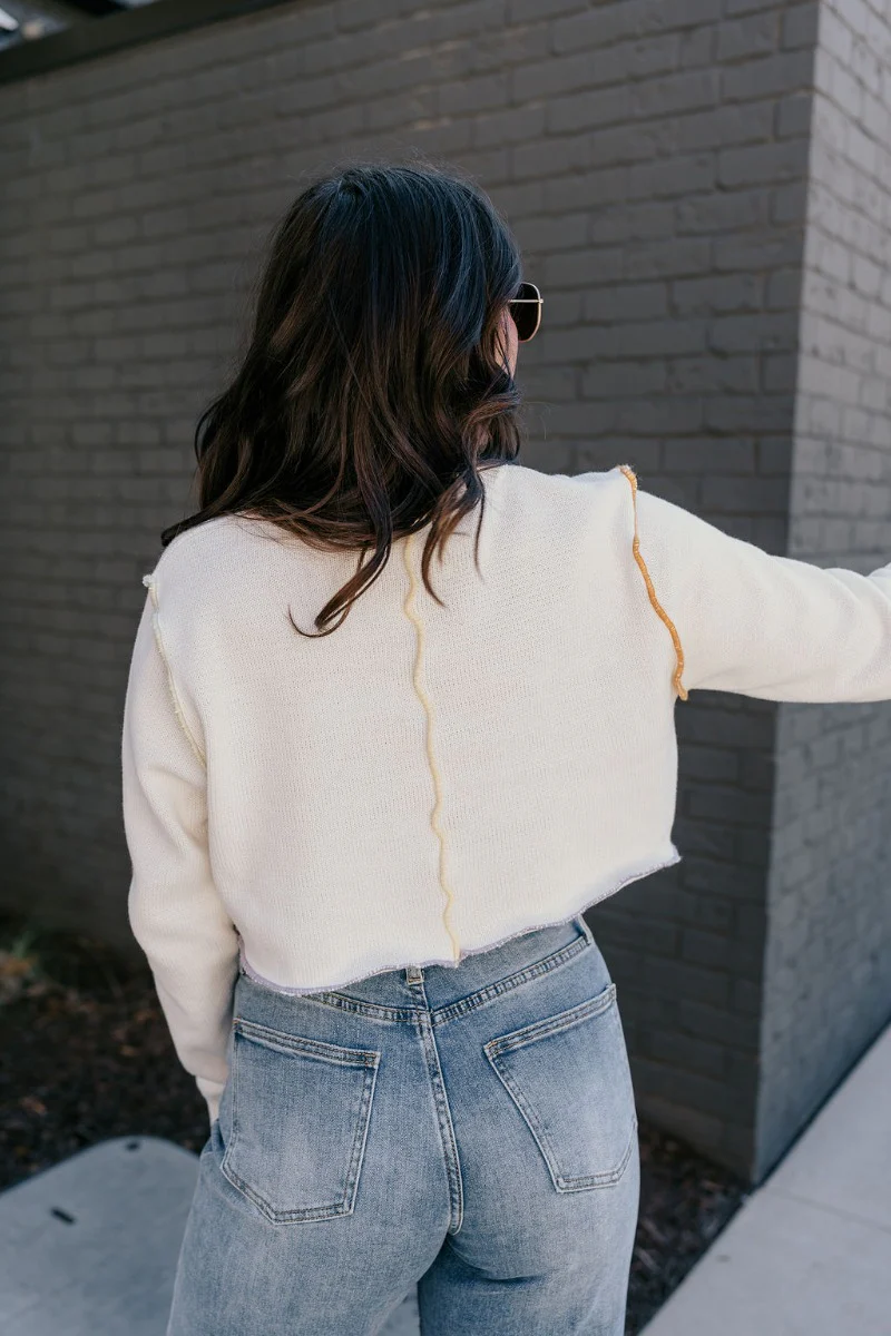 Raegan Ivory Multi-Color Seam Sweater - Image 5