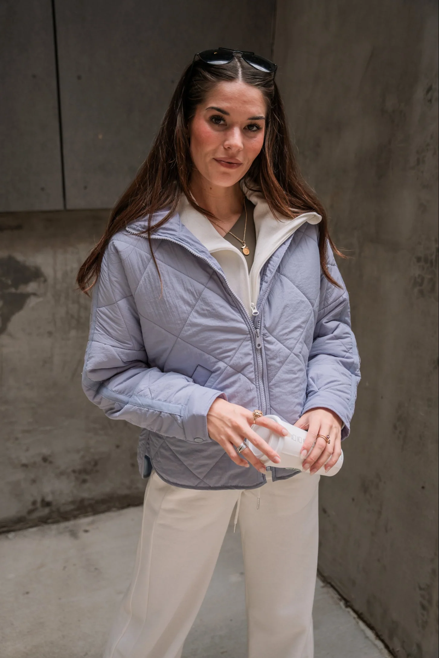 Raelyn Lavender Blue Quilt Puffer Jacket - Image 2