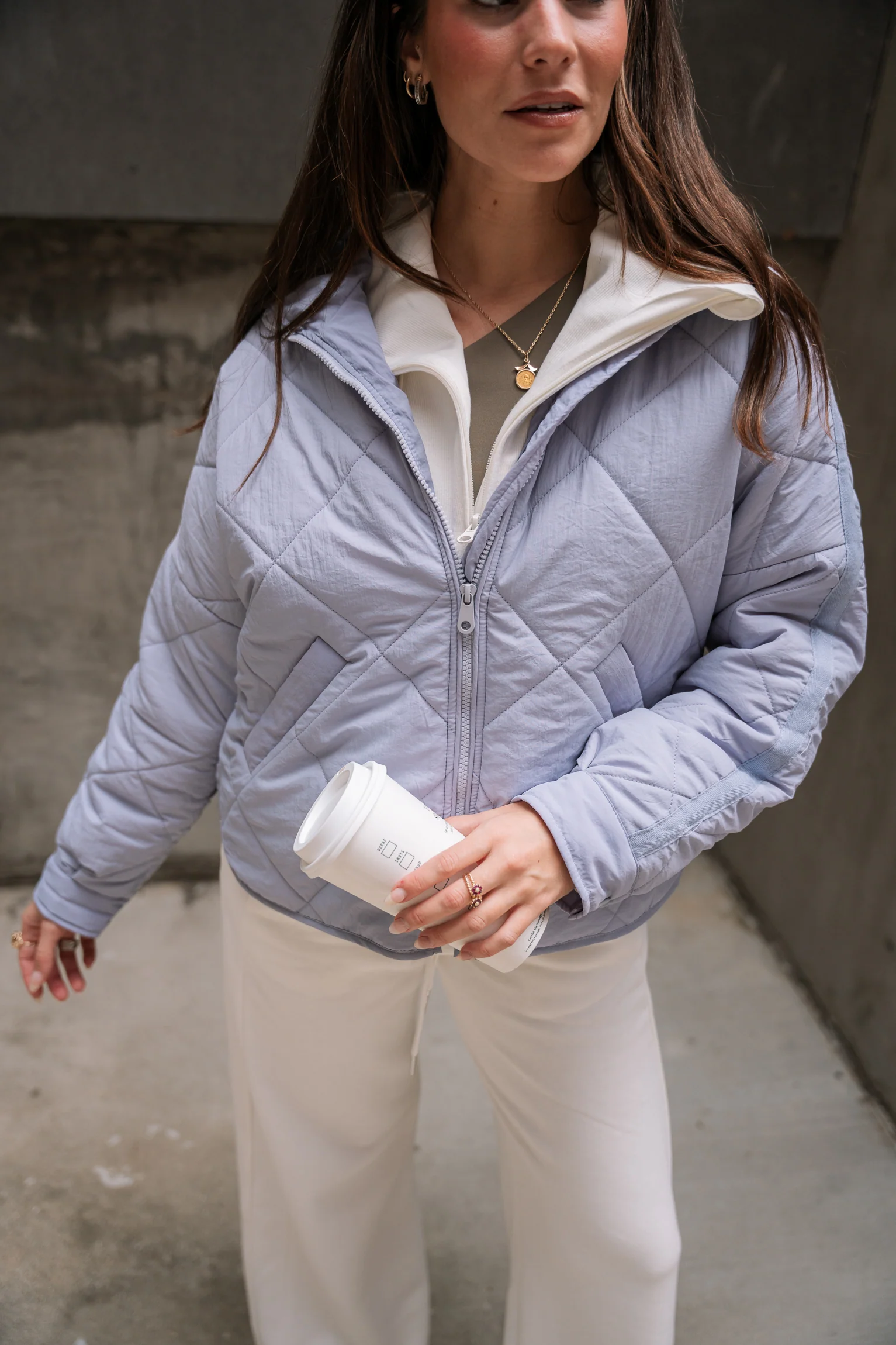 Raelyn Lavender Blue Quilt Puffer Jacket - Image 6
