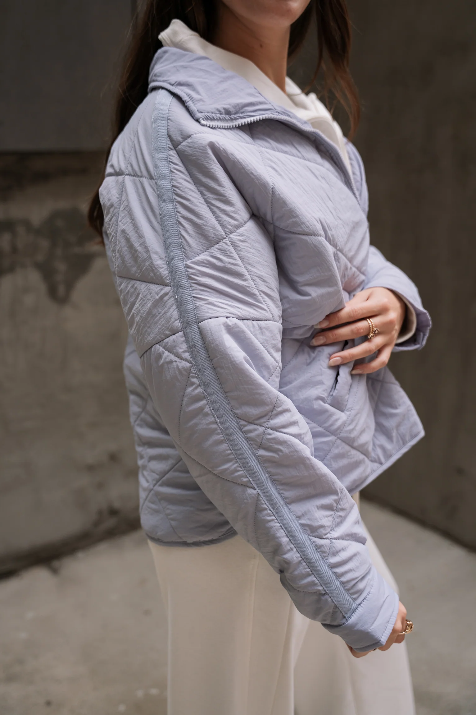 Raelyn Lavender Blue Quilt Puffer Jacket - Image 9