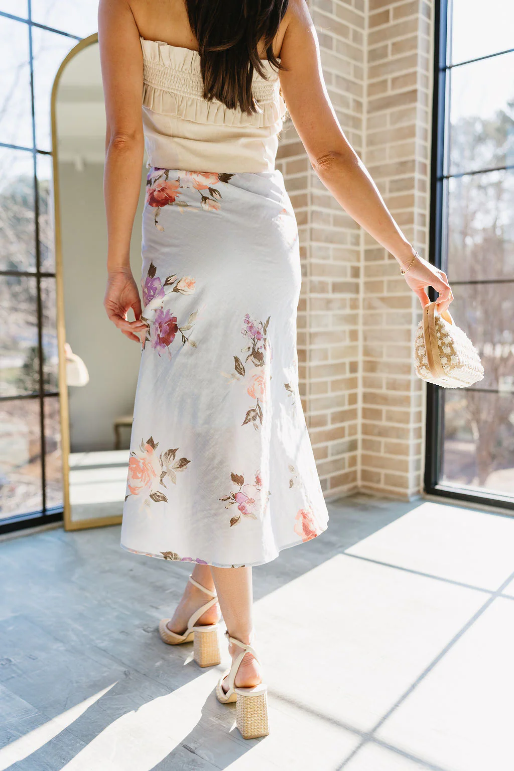 Raelyn Light Blue Multi Floral Midi Skirt - Image 4