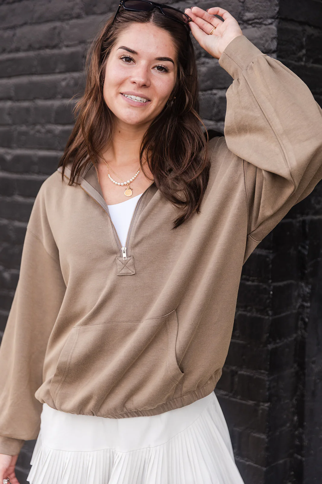 Raelynn Brown Quarter Zip-Up Sweatshirt - Image 6