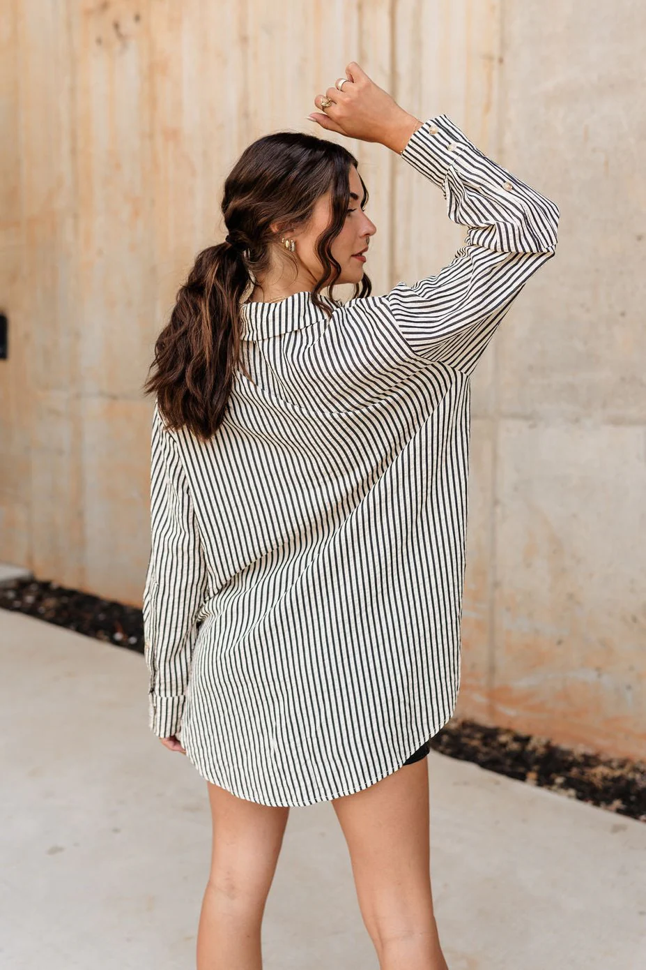 Ragan Black & White Striped Button Up - Image 7