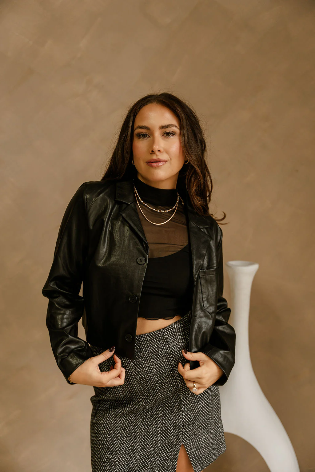 Raina Black Faux Leather Jacket - Image 4