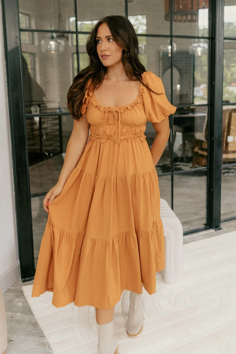 Raina Ginger Tiered Short Sleeve Midi Dress - Image 6