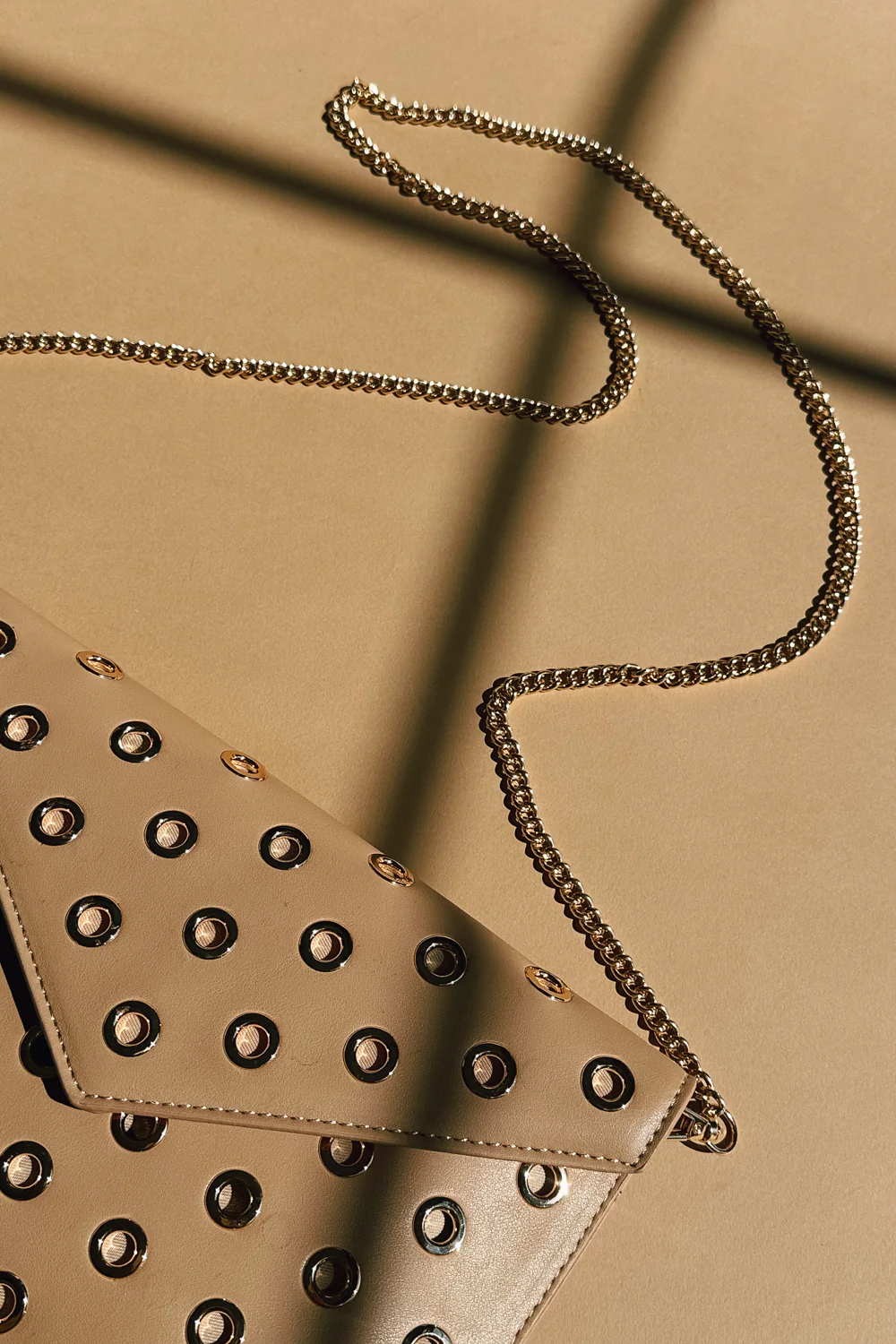 Ramona Nude & Gold Embellished Chain Purse - Image 3