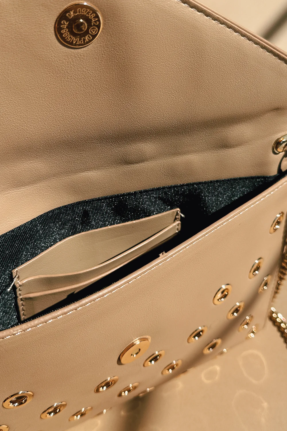 Ramona Nude & Gold Embellished Chain Purse - Image 6
