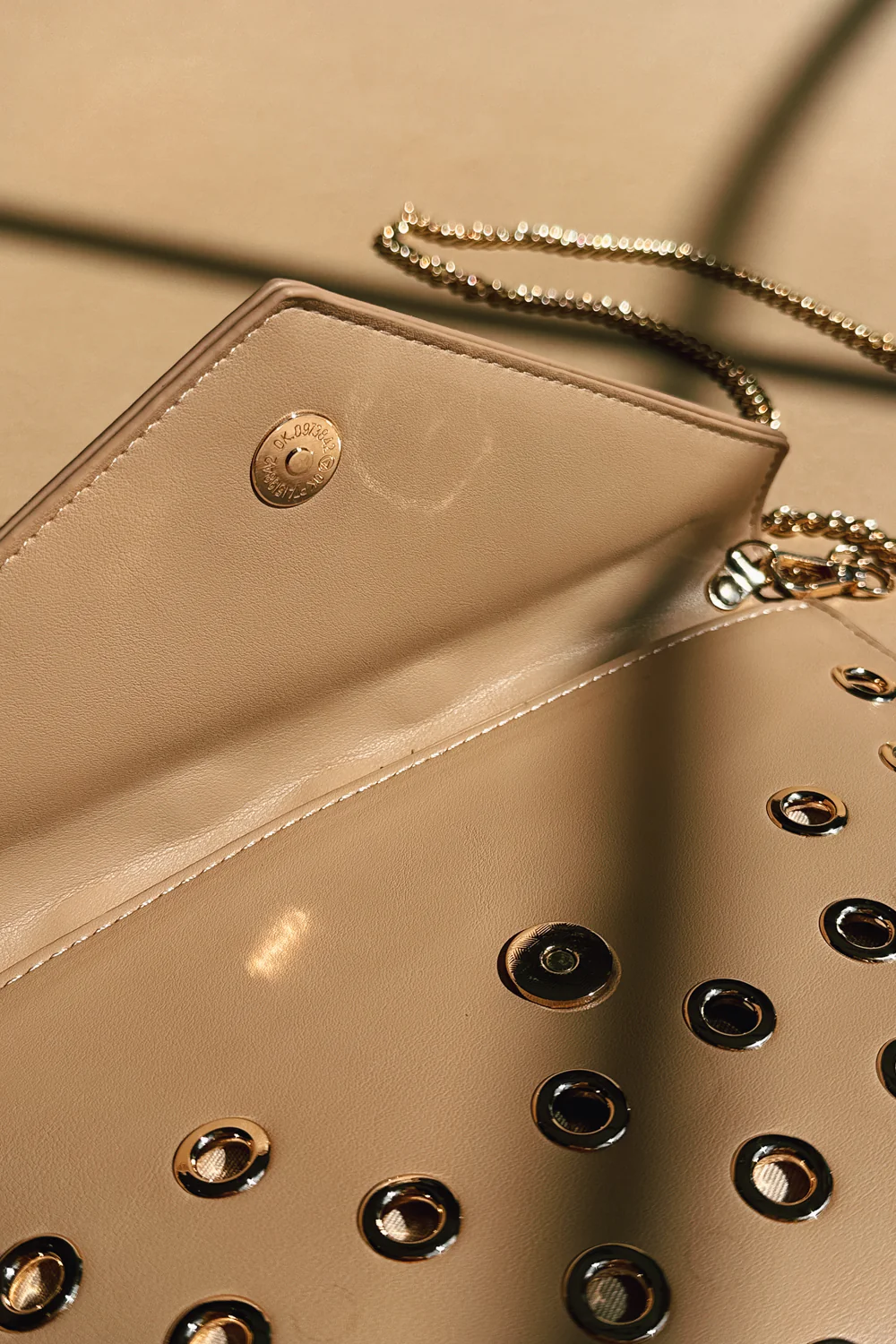 Ramona Nude & Gold Embellished Chain Purse - Image 8