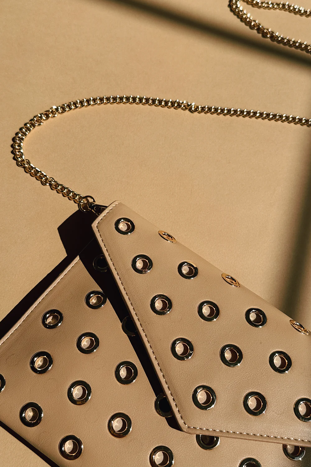 Ramona Nude & Gold Embellished Chain Purse - Image 9