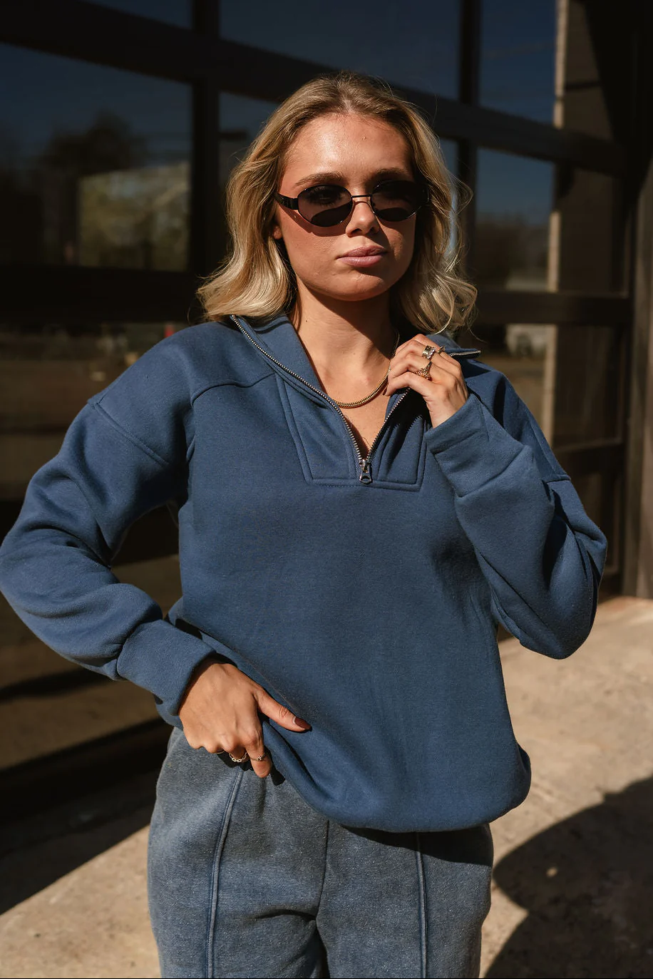 Raquel Blue Quarter-Zip Pullover - Image 4