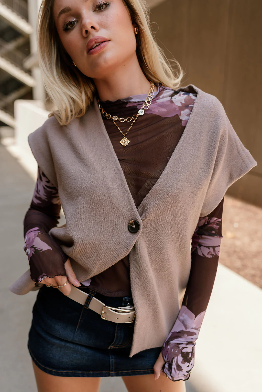 Raven Purple Floral Mesh Long Sleeve Top - Image 3