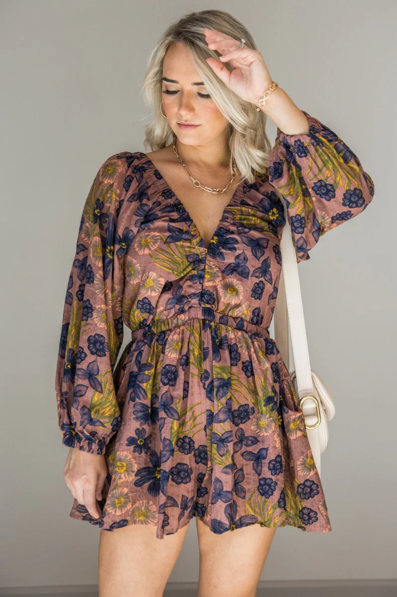 Raya Dusty Rose Floral Romper