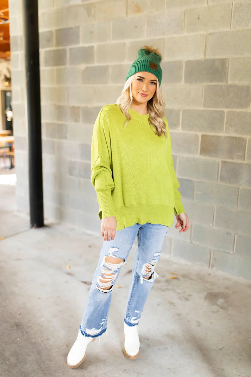 Ready Or Not Sweater In Lime - Image 2