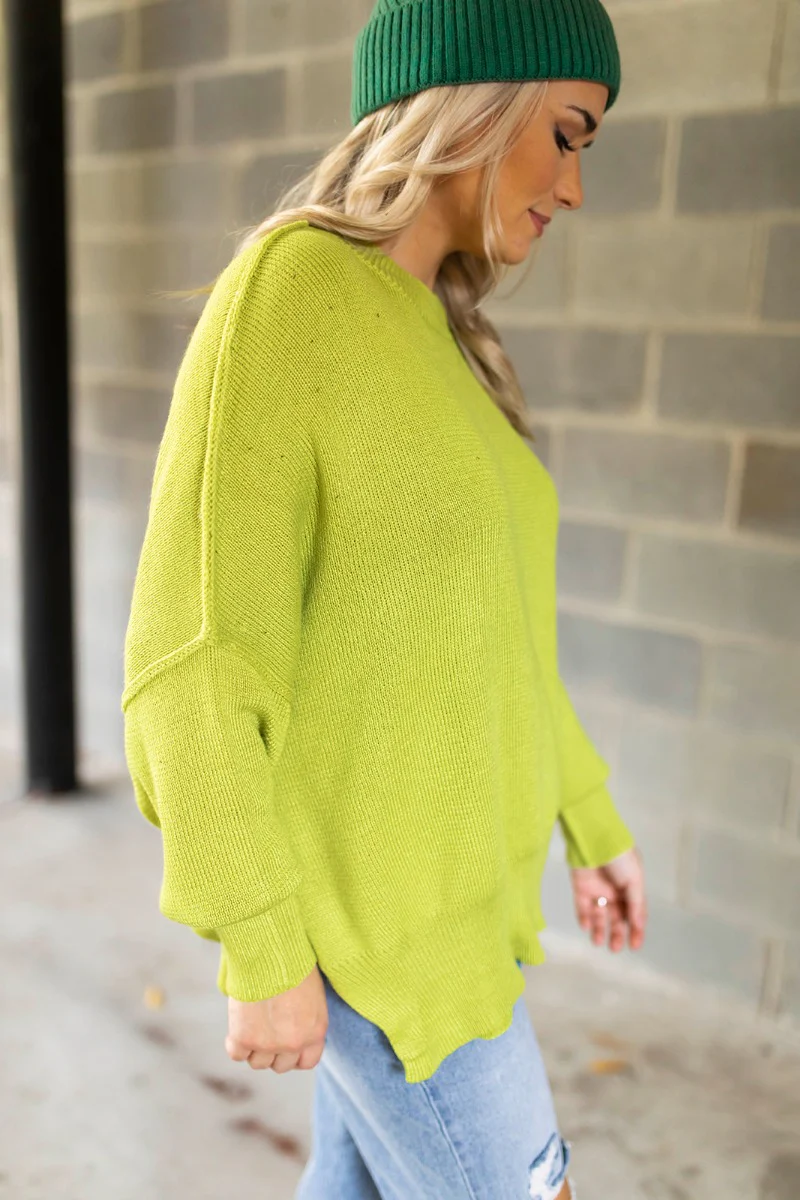 Ready Or Not Sweater In Lime - Image 3